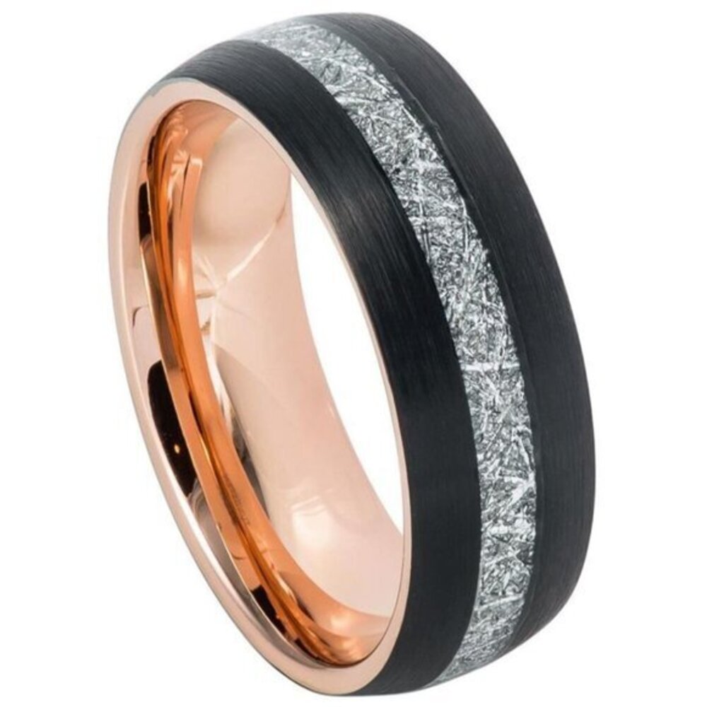 8mm Rose Gold plated inside black plated outside Tungsten Ring Wedding Band